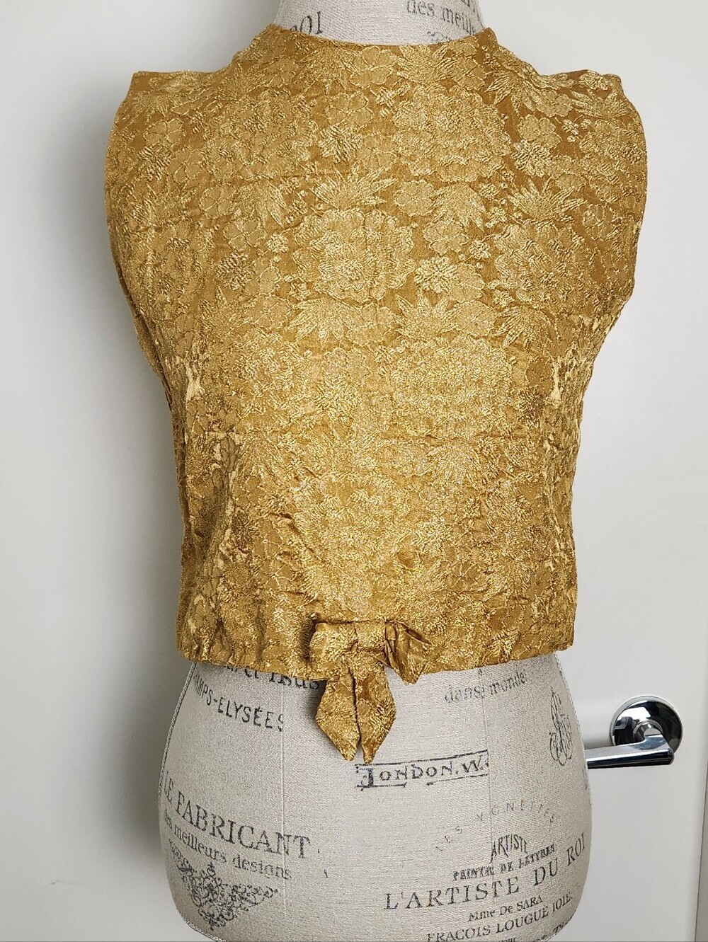 60s Gold Jaquard Brocade Crop Top Union Label